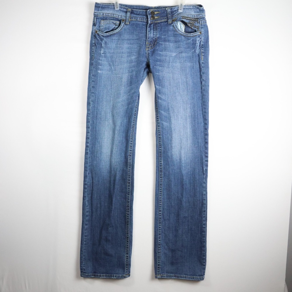 Vigold Jeans Skinny Size‎ 9 Blue Embroidered Low Rise Cotton Pockets Zipper Y2K